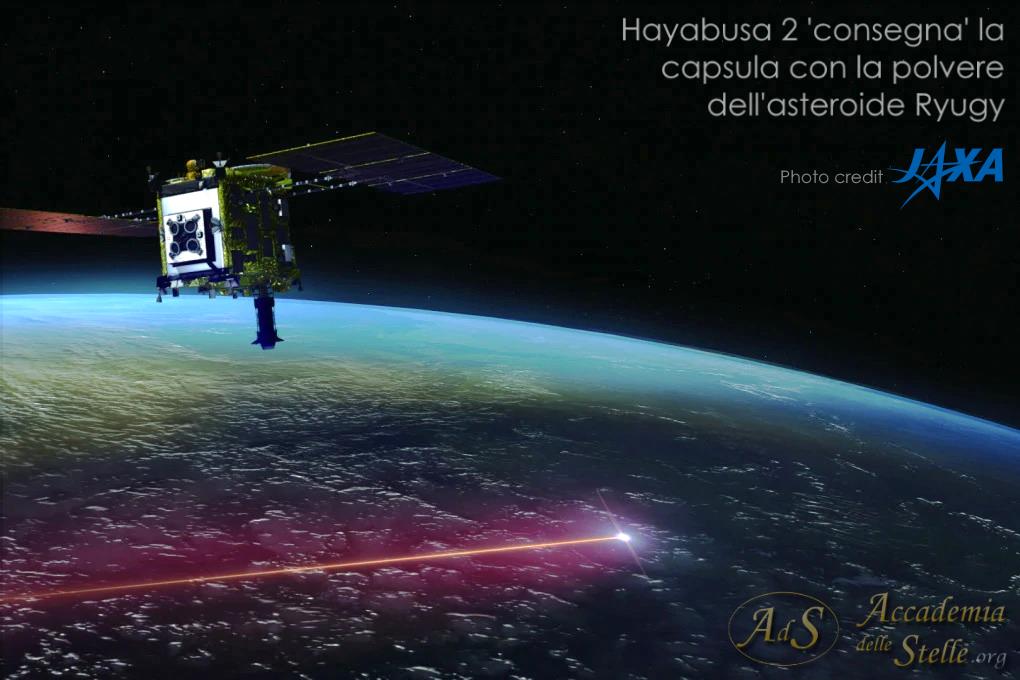 Hayabusa 2 rilascia la capsula contenente il materiale raccolto sull'asteroide Ryugu
