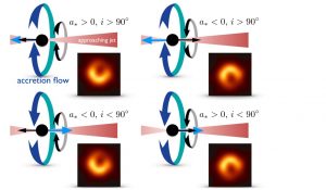 Figura 4 - Confronto tra rotazione del buco nero, del disco di accrescimento e fotografia del 2019