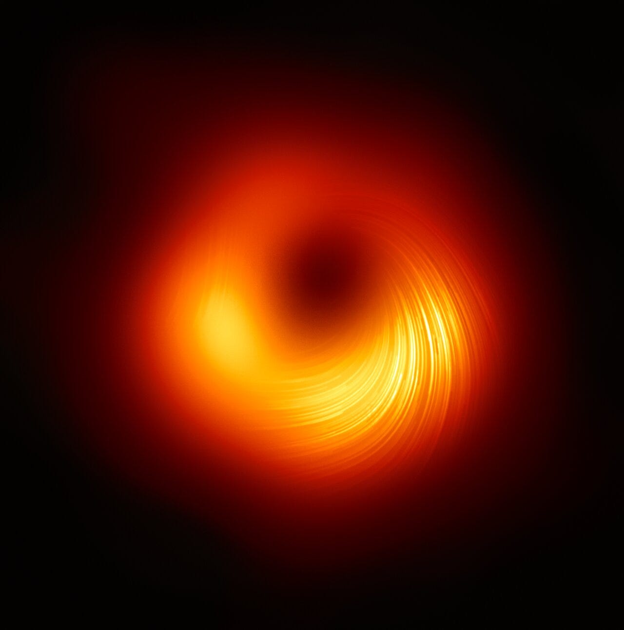 Profilo di polarizzazione della luce attorno al buco nero di M87