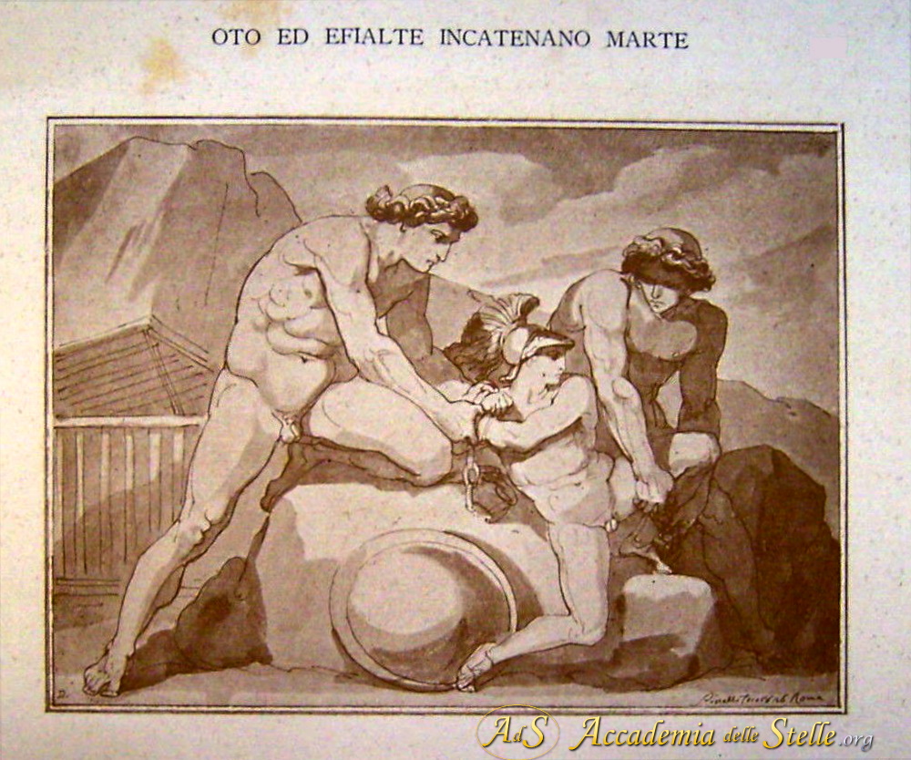 Gli Aloadi Oto ed Efialte sopraffanno Marte, di Bartolomeo Pinelli